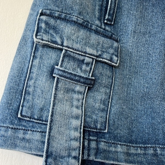 MIMCHIK blue Denim Cargo Micro Mini Low Rise Skirt size small - Picture 5 of 7